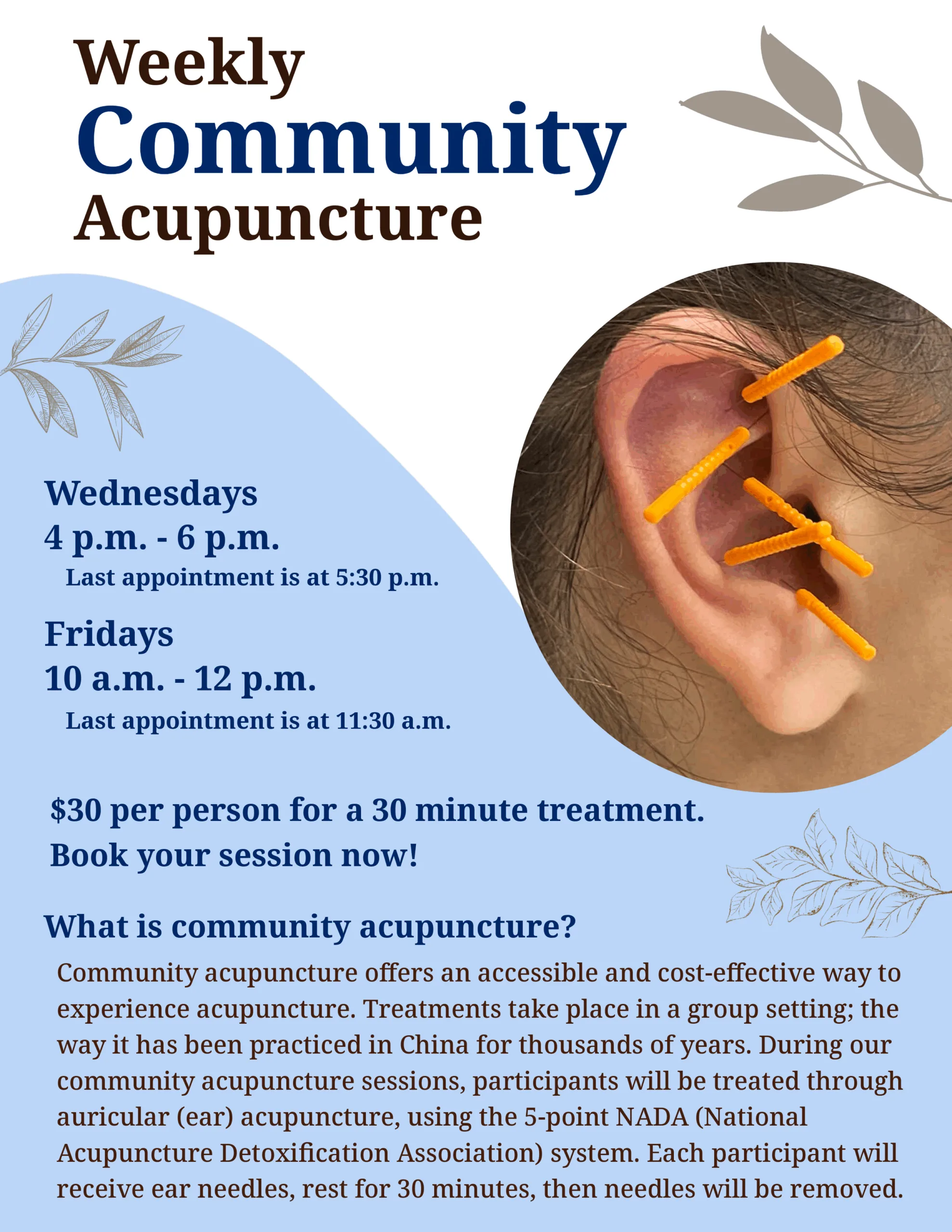 Community Acupuncture flyer